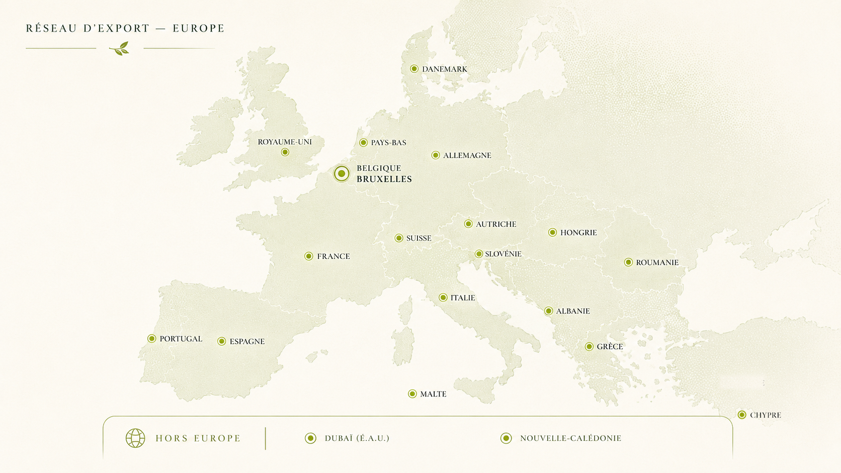Carte des destinations export en Europe